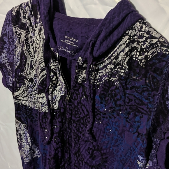 Purple Dressbarn hooded zip-up shirt - Picture 4 of 5